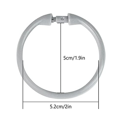 Shower Curtain Rings-12 Pack- Plastic Shower Curtain Hooks O-Shaped Rings Hook Glide Easily on Bathroom Shower Rod(Grey)