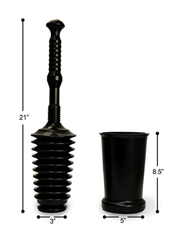 Master Plunger MP500-3TB Heavy Duty Bathroom Toilet Plunger Kit with Tall Bucket. Equipped with Air Release Valve, Black - color: Black - Tall Bucket