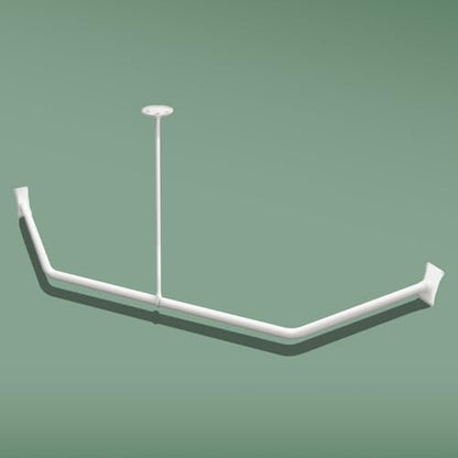 Naiture Neo-Angle Shower Curtain Rod, 18-1/2" X 26" X 18-1/2", Matte White | Aluminum, Includes 36" Ceiling Support and Mounting Hardware, Cut to Fit, Permanent Wall Mount, Rustproof - color: Matte White, size: 18-1/2" X 26" X 18-1/2"