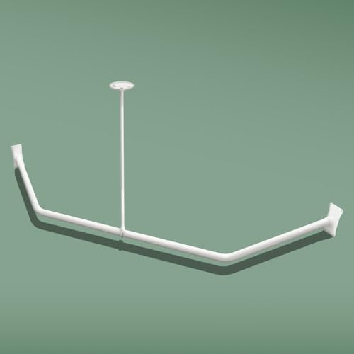 Naiture Neo-Angle Shower Curtain Rod, 18-1/2" X 26" X 18-1/2", Matte White | Aluminum, Includes 36" Ceiling Support and Mounting Hardware, Cut to Fit, Permanent Wall Mount, Rustproof - color: Matte White, size: 18-1/2" X 26" X 18-1/2"