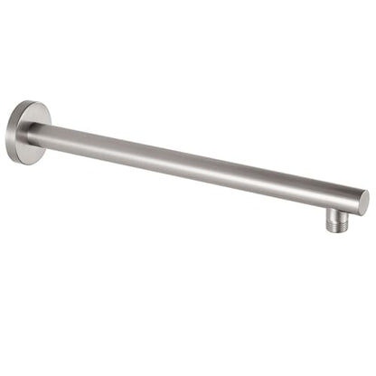 Voolan 15" Round Shower Arm with Flange and Teflon Tape, Extension Shower Head Arm for Bathroom Fixed Shower Head, Solid Stainless Steel, Wall Mounted (Brushed Nickel) - color: Brushed Nickel, style: 15 Inch