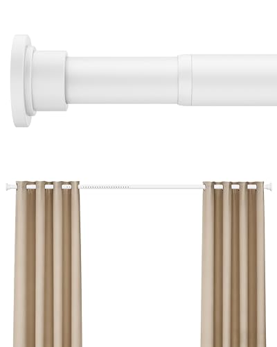 Heavy Duty Tension Curtain Rod by EZFurni, 42 to 123 Inches, Anti-Slip Spring Loaded Curtain Rods No Drilling, Apartment Renter Friendly Tension Rods for Windows, Bathroom, Patio, Room Divider, White - color: White, size: 42-123 Inches