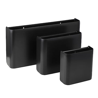 Picowe 3 PCS Magnetic Laundry Storage, Magnetic Storage Box for Laundry Room, Kitchen, Bathroom, Office, Space-Saving Trash Container Hanging on Dryer, Washer or Wall Mount Trash Bin (Black) - size: L+ M + S - Black