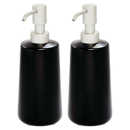 iDesign Dispenser for Bathroom Holds Hand Soap or Lotion-Set of 2-Matte Black Eco Vanity Ceramic Pump-Tall M2 - color: Matte Black, style: Pack of 2