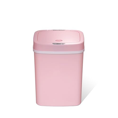 Ninestars 3 Gallon Automatic Trash Can, 12L Touchless Motion Sensor Bathroom or Bedroom Garbage Can with Odor-Sealing Lid, Impact-Resistant ABS Plastic, Pink - color: Pink