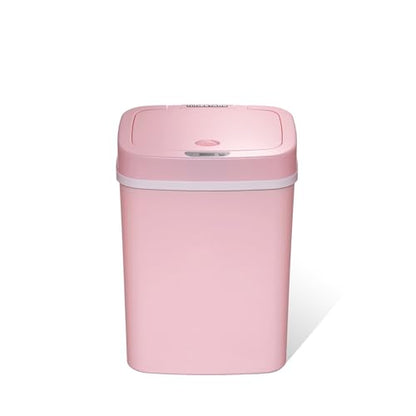 Ninestars 3 Gallon Automatic Trash Can, 12L Touchless Motion Sensor Bathroom or Bedroom Garbage Can with Odor-Sealing Lid, Impact-Resistant ABS Plastic, Pink - color: Pink