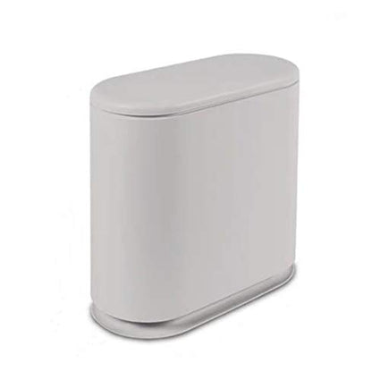 IEEK Slim Plastic Trash Can with Press Top Lid,2.4 Gallon/10 Liter Garbage Can Modern Waste Basket for Bathroom,Living Room,Office,Kitchen and Narrow Spaces,Grey - color: Grey