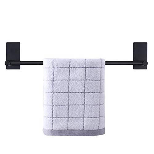 NearMoon Self Adhesive Bathroom Towel Bar- Stainless Steel Bath Wall Shelf Rack Hanging Towel Stick On Sticky Hanger Contemporary Style, NO Drilling (1 Pack, Matte Black, 16-Inch Towel Rack) - color: Matte Black, size: 16-Inch