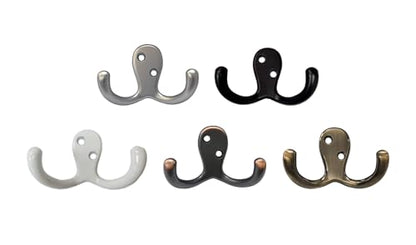 Premium Zinc Die Cast Double Robe Hook, 2-3/4", Satin Matte Nickel, Made in Taiwan, 20 Pack - size: 20pack-Satin Matte Nickel