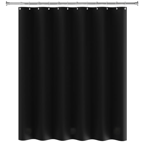 AmazerBath Plastic Shower Curtain Liner, 72 x Inches EVA 8G Heavy Duty Black Waterproof Weighted Thick Bathroom with 3 Clear Weights and 12 Rustproof Grommet Holes - color: Black, size: 72"W x 72"L (Pack of 1)
