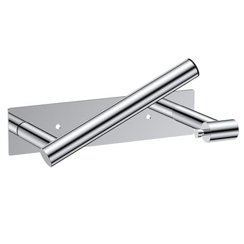 FORIOUS Commercial Toilet Paper Holder Wall Mount Bathroom Tissue Holder | Chrome | Adhesive or Screw | SUS304 Stainless Steel Rustproof | Pivoting Tissue Roll Holder | Square Base - color: Chrome