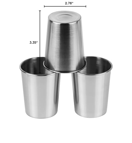 230ml Stainless Steel Cups Shatterproof Drinking Glasses, 3 Pack | 8 Ounce Drinking Cups Pint Metal