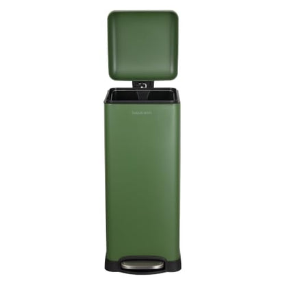 happimess Betty 8 Gal Step Trash Can Soft-Close Lid, Pine Green | Removable Liner, Semi-Rectangular, Steel Pedal, Iron Powder Coated, 27" Height, Non-Skid Base - color: Pine Green