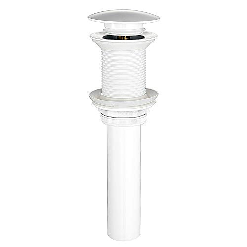 Solid Brass White Color Bathroom Faucet Sink Drain Stopper Vessel Vanity Pop Up Drain Without Overflow | Solid Drain Stopper White Color Bathroom Assembly Fits 1.57 to 2.36 Inch Sink Openings with 1-1/4 Inch Large Cap And Basket - size: Without Overflow