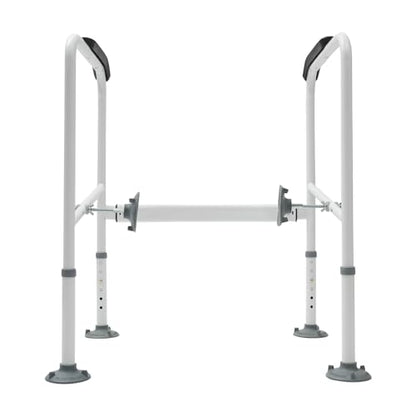 Toilet Rails for Bathroom, Stand Alone Toilet Handrail Frame with Adjustable Height, Medical Frame for Elderly Handicap, 300lbs Capacity Toilet Support Rail with Padded Handles