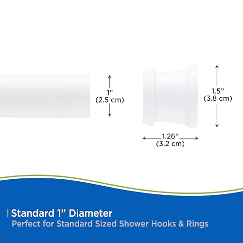 Kenney - Twist & Fit Cam-Lock Tension Shower Curtain Rod, 1" Diameter Durable Metal Construction, Adjustable 24"–40", No-Tools Installation, Secure Hold for Standard Showers, White