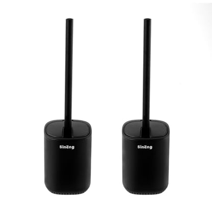 Toilet Brush and Holder Set Toilet Bowl Brush Stainless Steel Automatic Open lid Toilet Bowl Cleaner Brush with Durable Bristle Head Toilet Cleaning Brush for Bathroom - color: Black
