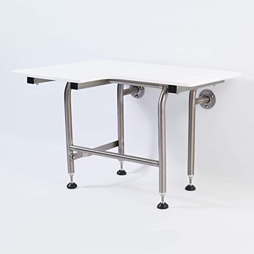 HDP Shower Seat With Legs - ADA Heavy Duty Chair for Inside Shower 600lbs | 304 Stainless Steel | For Elderly and Disabled | Folding Wall Mounted | 32" x21" Right Hand - size: 32 Right
