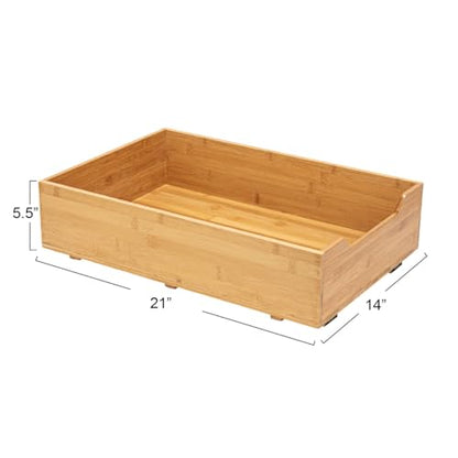 Household Essentials Glidez Bamboo and Steel 1-Tier Pull-Out/Slide-Out Storage Organizer, 14" Wide, Natural - size: 14", style: Single Tier