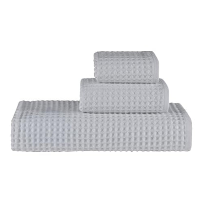 Waffle Bath Sheet Set, 100% Turkish Cotton, Includes 1 Bath Sheet, 1 Hand Towel, 2 Face Towels - color: Light Grey, size: Bath Sheet Set (4 Pieces)