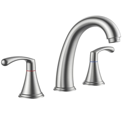 FORIOUS Bathroom Sink Faucet 3 Hole Widespread 8 Inch Brushed Nickel | 3-hole 6-12 Inch Widespread Sink Faucets with Drain and Water Supply Lines, for Vanity Rv Commercial Lavatory Restroom Basin - color: Stainless Steel, style: Modern