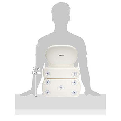 Amazon Basics Bath Tub Neck and Back Support Pillow with Non-Slip Suction Cups, Waterproof, Thick Padded 3-Panel, Easy to Clean, Off-white