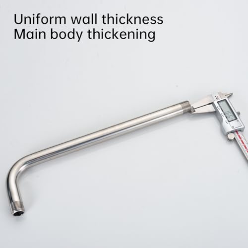 Joyrain Shower Arm Extension with Flange Base, 304 Stainless Steel Extension Pipe, Adjustable Flexible Shower Arm (Chrome, 12-Inch L-Shaped Extension Arm) - color: L-Shaped Extension Arm( 12-In), size: Chrome