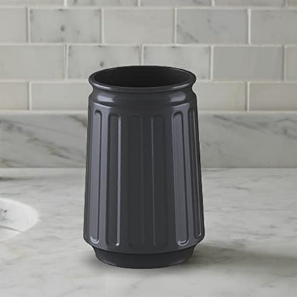 nu steel Metal Black Rust Resistant Tumbler Cup for Bathroom Vanity Countertops for Rinsing, Drinking, Storing Dental Accessories and Organizing Makeup Brushes, Eye Liners