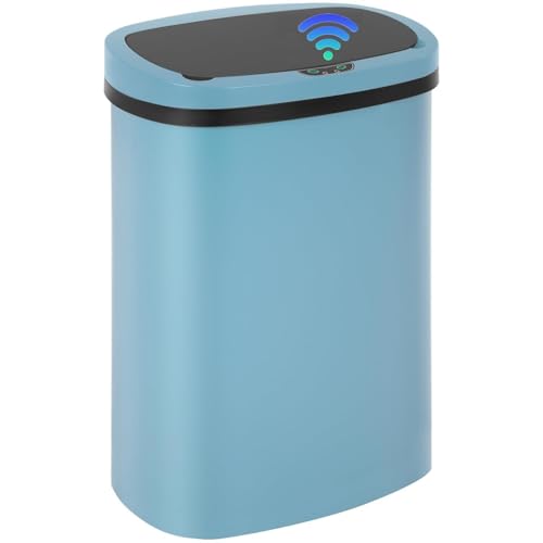 13 Gallon Automatic Kitchen Trash Can with Lid, Touchless Motion Sensor Garbage Can - Hygienic, Odor Control, Waterproof Waste Bin for Kitchen Bathroom Bedroom Office (50L), PP Plastic, Blue - color: Blue