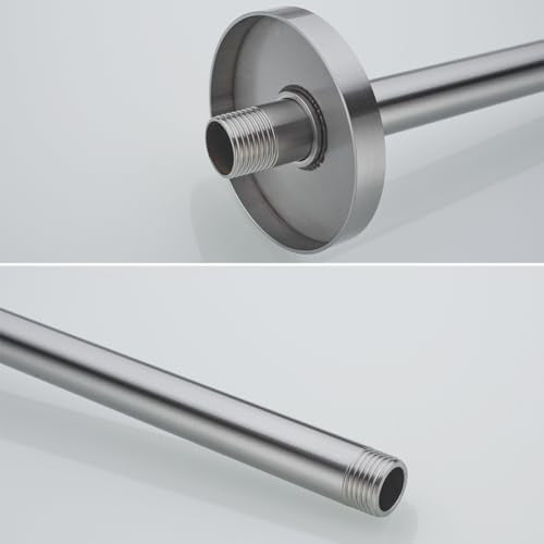 RANDOM Brushed Nickel Shower Arm with Flange 16 Inches Ceiling Mount Shower Head Extension Straight Arm Ceiling-Mounted For Fixed Shower Head.RD-91038-16BN - color: 16″ Brushed Nickel(Round Flange)