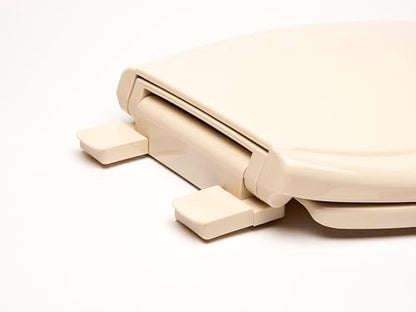 2Q1E6-01 Builder Grade Slow Close Plastic Toilet Seat with Vari Adjust Lok-Down R'N'C Hinge and Quik-Lok Mounting Hardware, Elongated, Bone - color: Bone, style: Elongated