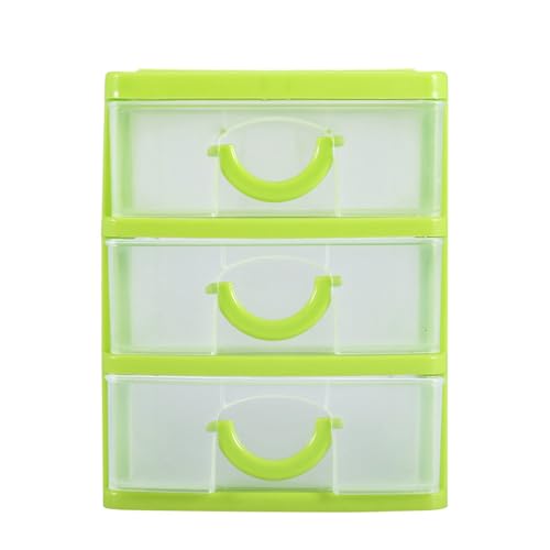 3-Layer Plastic Drawer Organizer for Jewelry, Makeup & Small Items, Space-Saving Storage Box with Dividers, Compact for Bedroom, Bathroom or Office(Green)
