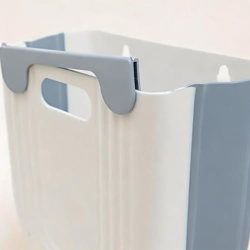 Collapsible Waste Bin for Kitchen, Kitchen Trash Can, Wall Mounted Waste Bin for Kitchen & Bathroom, Blue - color: Blue