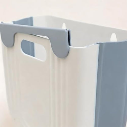 Collapsible Waste Bin for Kitchen, Kitchen Trash Can, Wall Mounted Waste Bin for Kitchen & Bathroom, Blue - color: Blue
