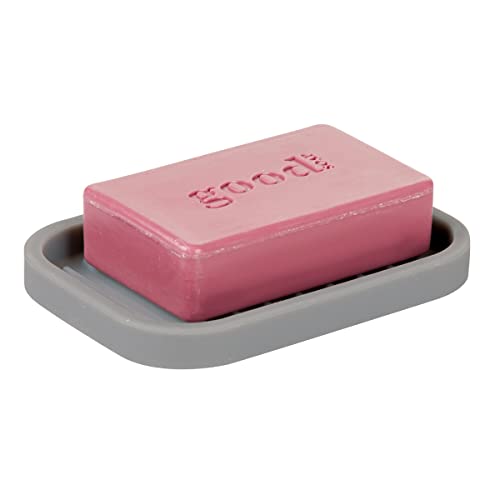 iDesign Silicone Soap Dish, Gray, Rectangular, 5" x 3.5" x 5" | Soap Saver, Kitchen Sponge Holder, The Lineo Collection - color: Gray