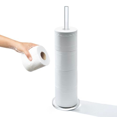 MyGift Freestanding Toilet Paper Holder Stand - Bathroom Toilet Paper Storage with Floor Standing Roll Dispenser - color: Clear