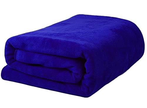MYLSMPLE Luxury Microfiber Bath Towel Extra Large Bath Sheet Blue Beach Towel Fast Drying Hotel Bathroom Towel (36 Inch X 72 Inch, Dark Blue) - color: Dark Blue