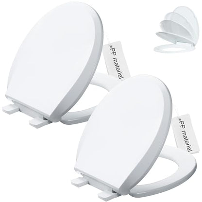 Angol Shiold 2-Pack Round Toilet Seat Soft Close & Quick Release, White Plastic Toilet Seats Cover Rust-Proof(16.5",Modern) - color: 2-Pack
