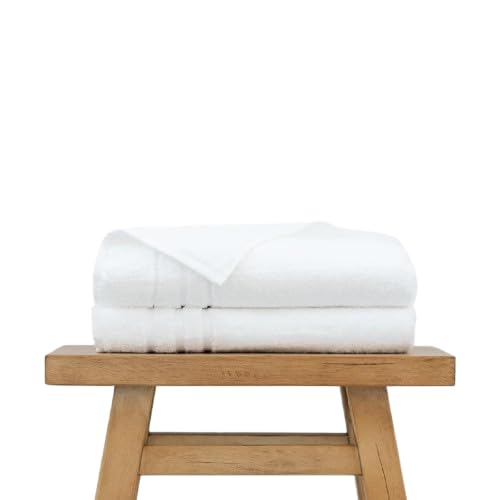 Cariloha Extra Smooth Towel Viscose from Bamboo 28"x54" Highly Absorbent Odor Resistant White 2 Pack Bundle - color: White