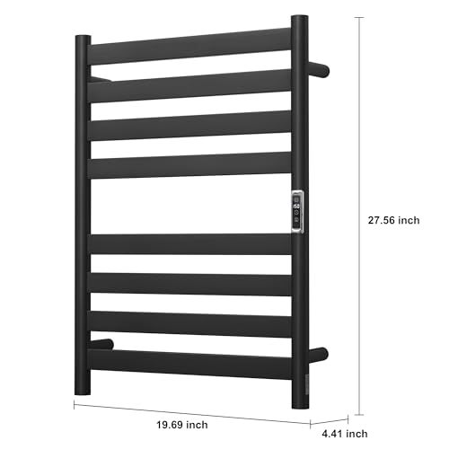 Heated Wall Mounted Electric Towel Warmer Rack,Timer & Temperature Control, 8 Bar Stainless Steel Towel Heater for Bathroom (Black, 8 Bars) - color: Black, size: 8 Bars