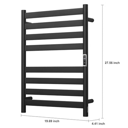 Heated Wall Mounted Electric Towel Warmer Rack,Timer & Temperature Control, 8 Bar Stainless Steel Towel Heater for Bathroom (Black, 8 Bars) - color: Black, size: 8 Bars