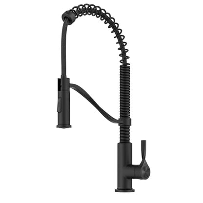 KRAUS Torak Pull Down Kitchen Faucet in Matte Black with Commercial Style Spring Spout, 2 Function Sprayer, Pre-Attached Water Lines, and Mounting Hardware, KPF-2635MB - color: Matte Black, style: Commercial Faucet