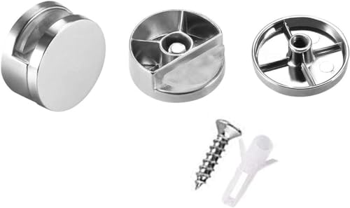 Mirror Clips, Zinc Alloy Mirror Floating Glass Clip - Small Round Wall Mounted Mirrors Bracket/Clip -Bathroom Mirrors Supporting Sheet Mirror Fixed Fitting - (4 Pcs)