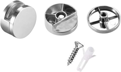 Mirror Clips, Zinc Alloy Mirror Floating Glass Clip - Small Round Wall Mounted Mirrors Bracket/Clip -Bathroom Mirrors Supporting Sheet Mirror Fixed Fitting - (4 Pcs)