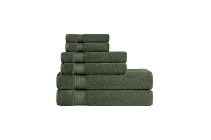Ozdilek 6-Piece Bath Towel Set, 2 Bath, 2 Hand, 2 Wash, 100% Cotton Turkish Towels, 2 Bath Towels (30x60/550 GSM), 2 Hand Towels (16x30/575 GSM), 2 Washcloths (13x13/600 GSM) (Fern Green) - color: Fern Green