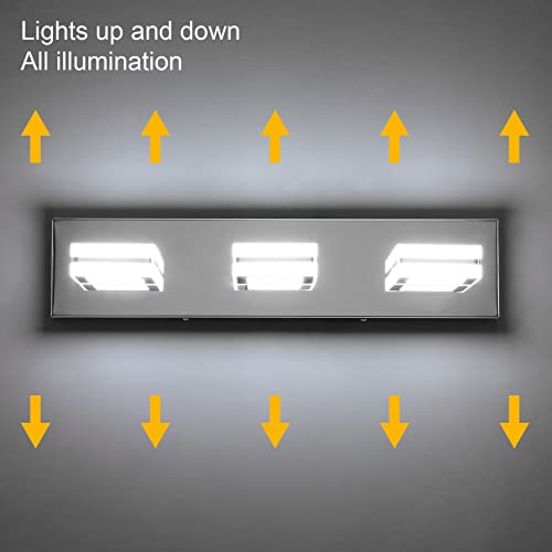 Ralbay Modern LED Vanity Light Fixtures 3 Lights Up and Down LED Modern Bathroom Vanity Lights Over Mirror Rotatable Acrylic Stainless Steel Chrome Bath Wall Lighting - color: Chrome, size: 3 Light