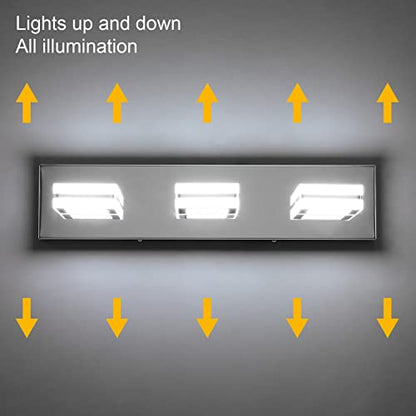 Ralbay Modern LED Vanity Light Fixtures 3 Lights Up and Down LED Modern Bathroom Vanity Lights Over Mirror Rotatable Acrylic Stainless Steel Chrome Bath Wall Lighting - color: Chrome, size: 3 Light
