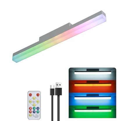 16 Inches Rechargeable Wall Lights Bar,Cold White with RGB | 4000Ma Battery Operated Magnetic LED Vanity Lights For Mirror, Remote Control Color Change Bathroom Makeup Light - color: Cold white and RGB