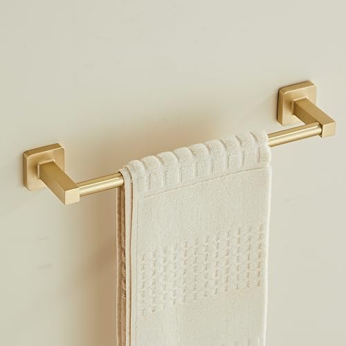 Wall Mounted Towel Rack for Bathroom, 12 Inch Brushed Light Gold Towel Bar with Stainless Rack and Hand Towel Holder, Bathroom Towel Racks and Shower Towel Rack (Gold, 14 Inch) - color: Brushed Light Gold, size: 12In