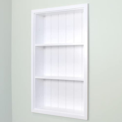 14x24 Sloane Recessed Wall Niche Medicine Cabinet Replacement, in The Wall Bathroom Cabinet Insert Shelf/Shelves, Made in North America, Real Wood, NO MDF, White Beadboard Back - color: White, size: 14x24